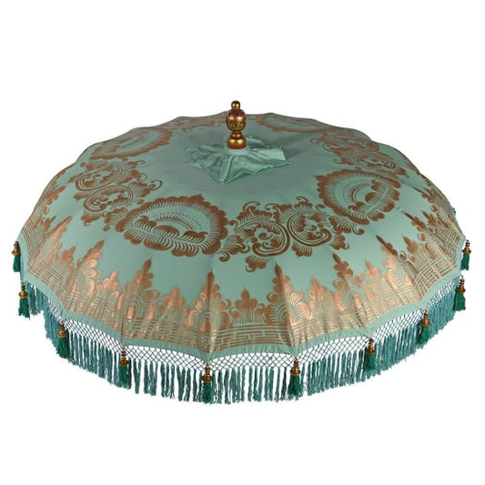 HAND PAINTED MINT & GOLD PARASOL
