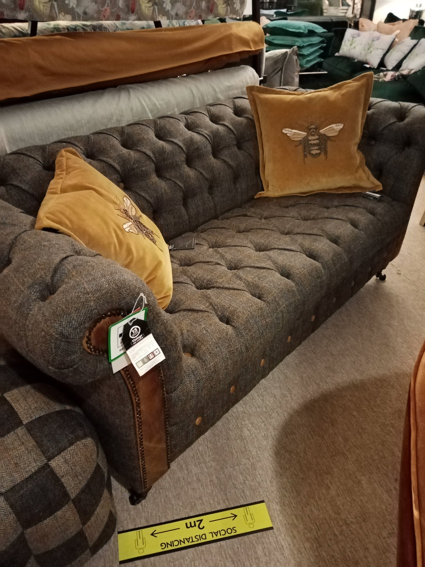 Lodge Chesterfield Harris Tweed 2 Seater