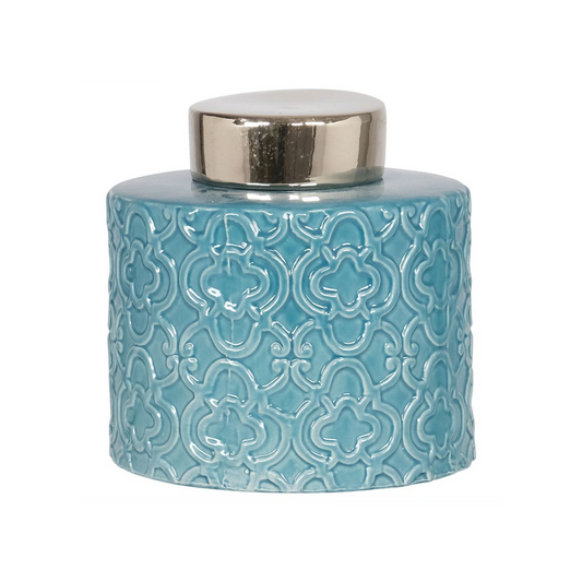 TURQUOISE & GOLD LIDDED JAR
