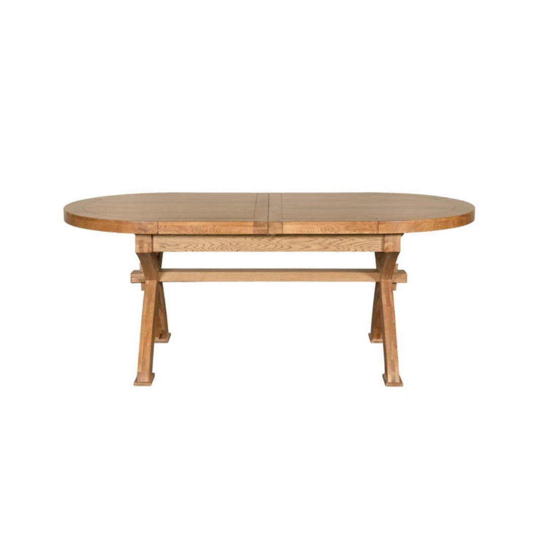 Oval X-Leg Extendable Dining Table Solid Oak