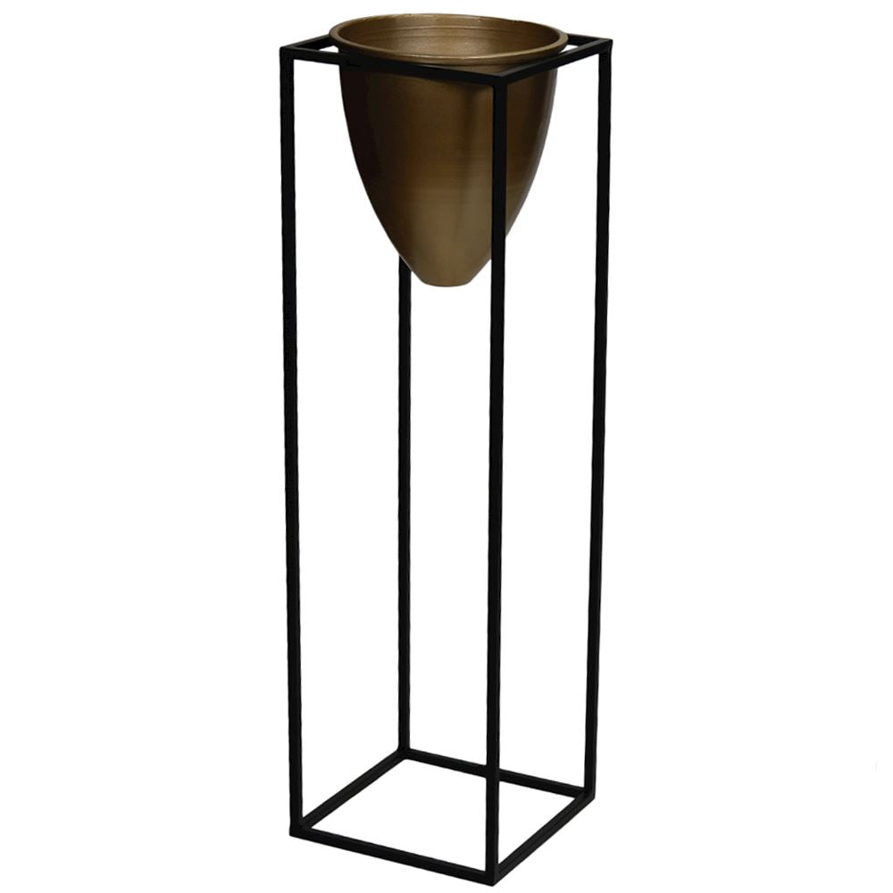 ANTIQUE GOLD PLANTER WITH BLACK STAND