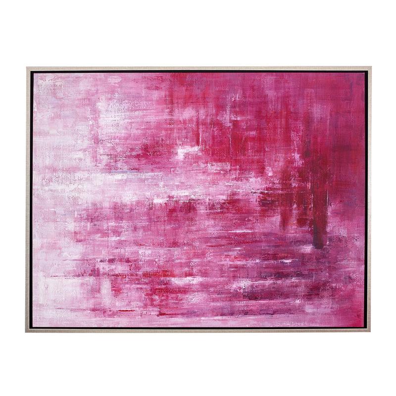 Raspberry pink abstract framed oil painting 