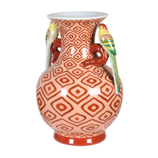 PARAKEET PATTERNED VASE