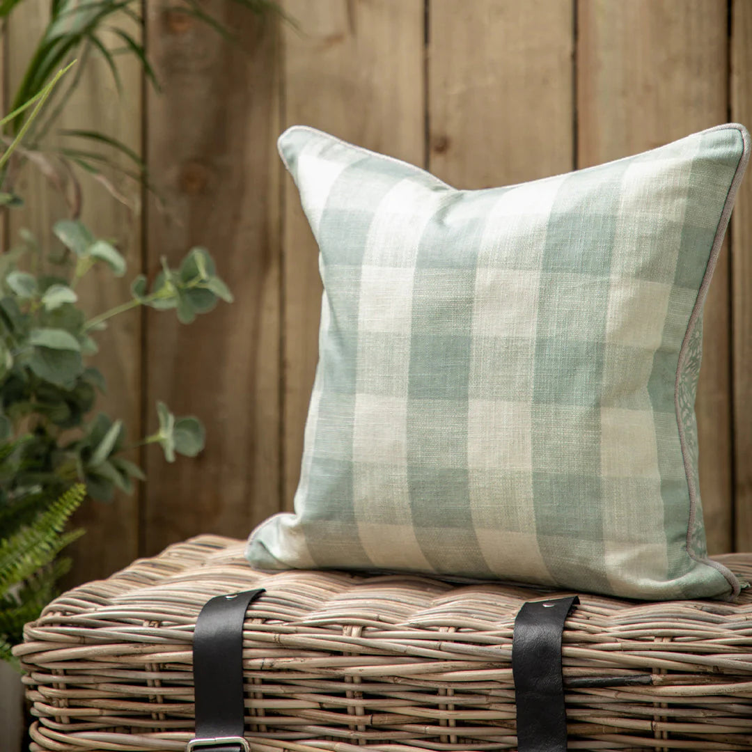 GINGHAM CHECKERED & FLORAL LINEN CUSHION NOW ONLY €5