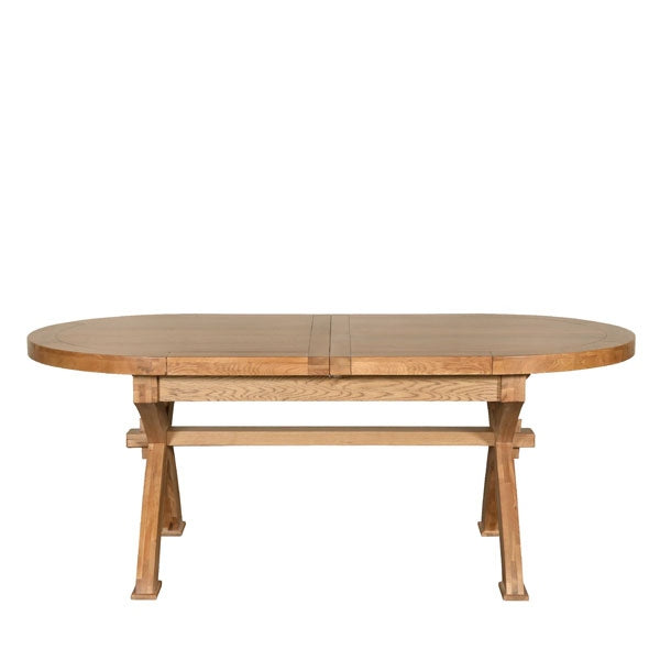 Oval X-Leg Extendable Dining Table Solid Oak