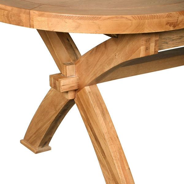 Oval X-Leg Extendable Dining Table Solid Oak